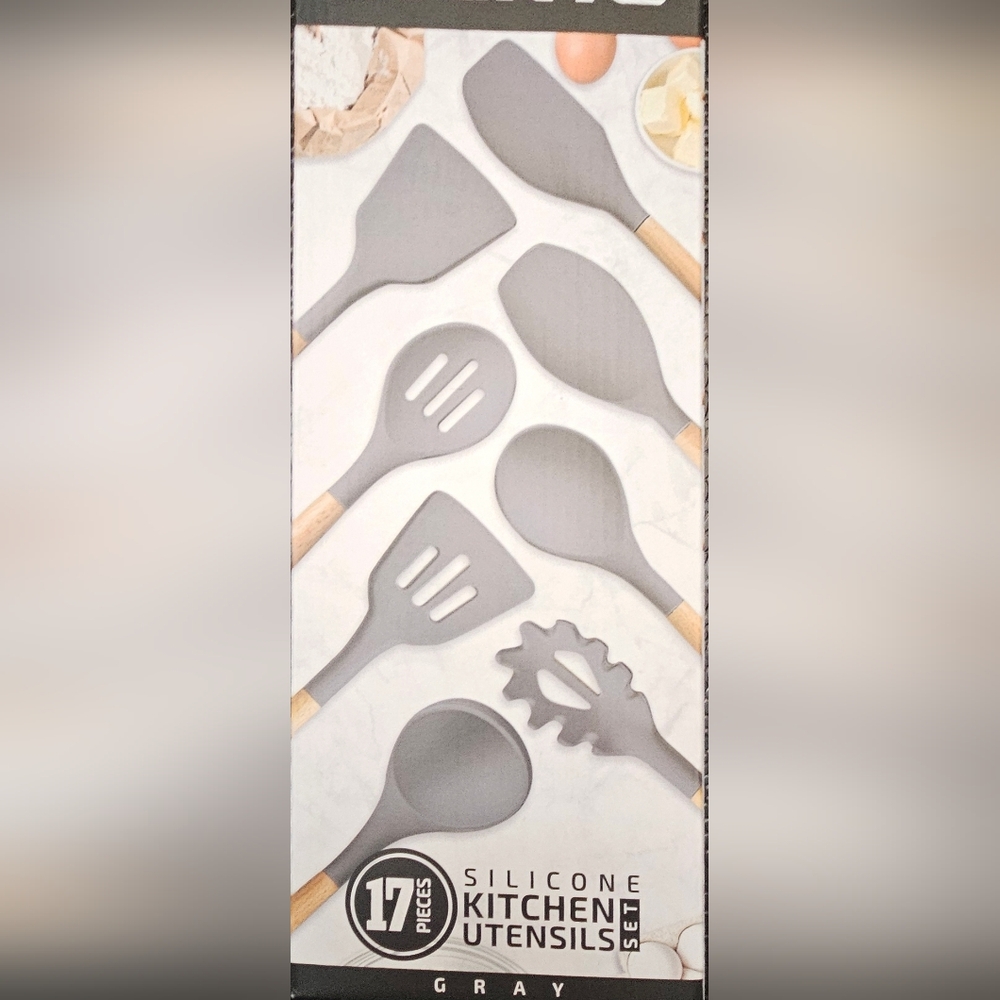 Gray Silicone Kitchen Utensil Set